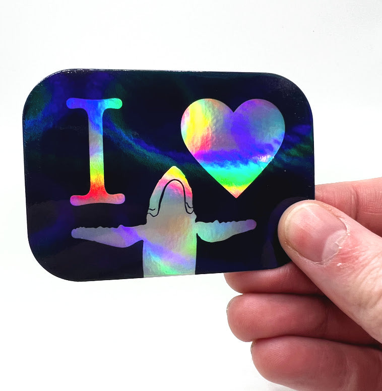 LIMITED STICKER: Holographic I HEART WHALE