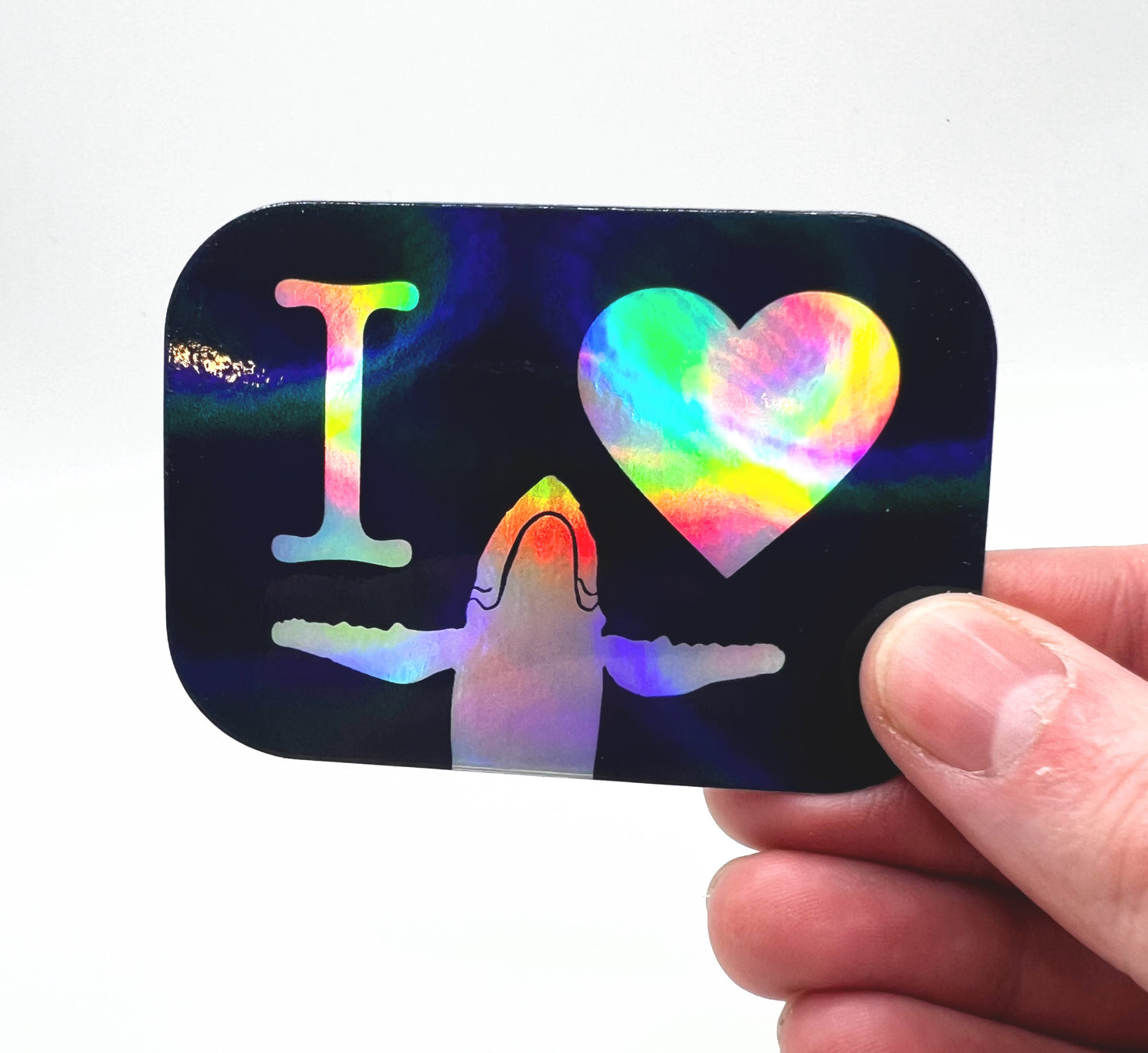 LIMITED STICKER: Holographic I HEART WHALE